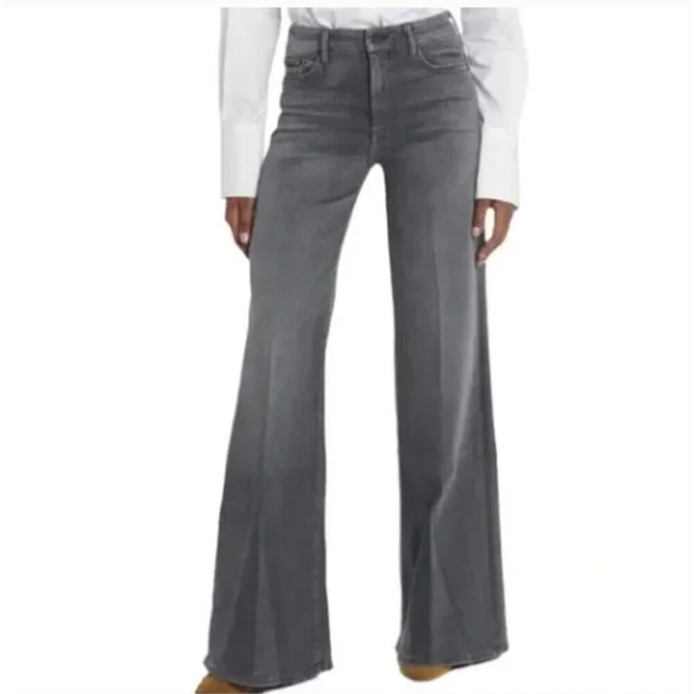 Mother The Roller Heel Flared Wide Leg Jeans X Marks The Spot Gray USA Size 32